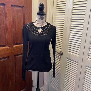 Free People Crochet Hoodie Pullover Sweater with front pocket